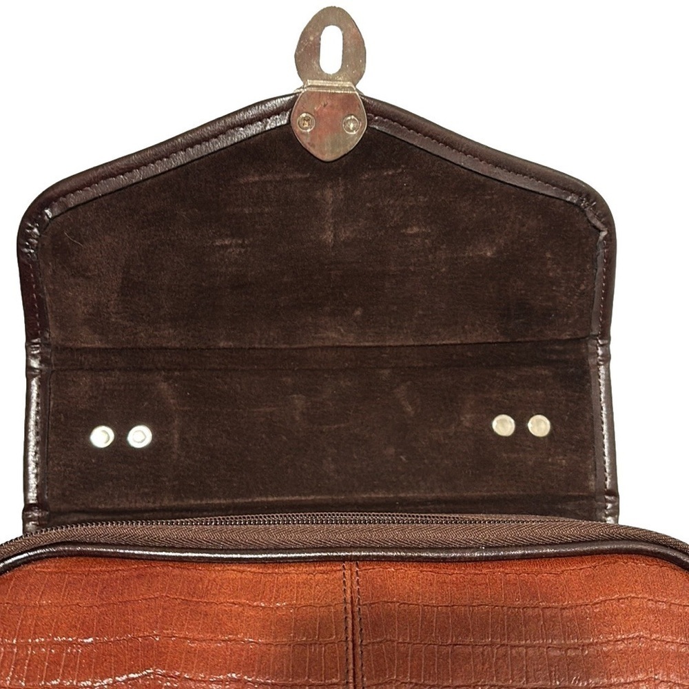 Messenger Leather Gladstone Style Bag, Sienna & Expresso Brown - Picture 4 of 13